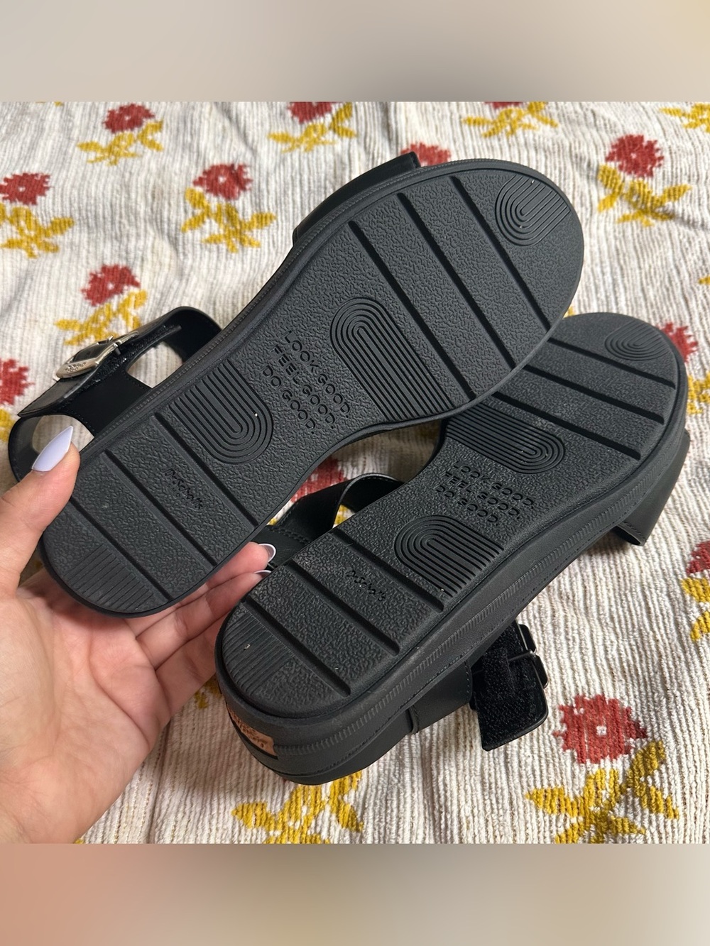 Dr. Scholls Women's Time Off Sky Sandal black 7.5 black leather strappy shoes - Picture 15 of 15